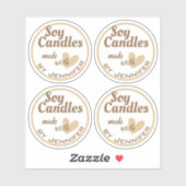 Braun und Weiß aus Liebe Herz Beige Kerzen Aufkleber (Blatt)