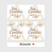 Braun und Weiß aus Liebe Herz Beige Kerzen Aufkleber (Blatt)