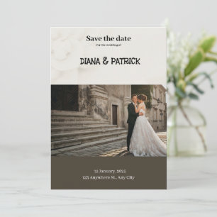 Braun und Weiß Einfache Save-the-Date-Karte Einladung