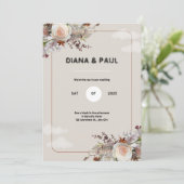 Braun und Weiß Rustikale Hochzeitsfeier Einladung (Stehend Vorderseite)