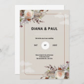 Braun und Weiß Rustikale Hochzeitsfeier Einladung (Vorne/Hinten)