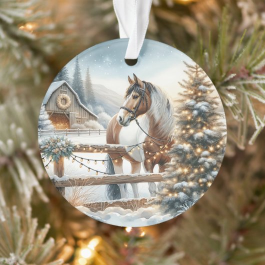 Braun und Weiße Pferde Personalisiert Weihnachten Ornament (Baum)