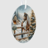 Braun und Weiße Pferde Personalisiert Weihnachten Ornament (Vorderseite)