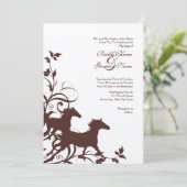 Braun und Weiße Wildpferde Einladung zur Hochzeit (Stehend Vorderseite)