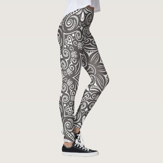Braun- und Weißmolkenmuster Leggings (Rechts)