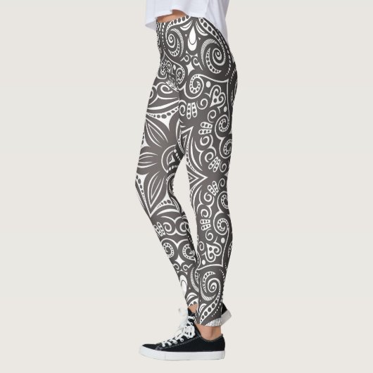 Braun- und Weißmolkenmuster Leggings (Links)