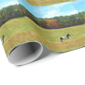 Braun- und Weißpferd, Herbstbäume, blauer Himmel Geschenkpapier (Rolleneckpunkt)