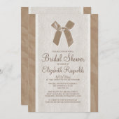 Braun Vintag Bow Linen Bridal Dusche Einladungen (Vorne/Hinten)