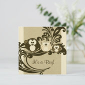 Braun-Vintag-Schüssel Kinderdusche Einladung (Stehend Vorderseite)