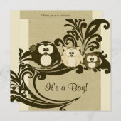 Braun-Vintag-Schüssel Kinderdusche Einladung (Vorne/Hinten)