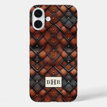 Braun vintage Diamantleder mit Monogramm