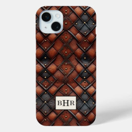 Braun vintage Diamantleder mit Monogramm Case-Mate iPhone Hülle