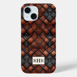 Braun vintage Diamantleder mit Monogramm Case-Mate iPhone Hülle
