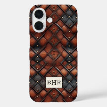 Braun vintage Diamantleder mit Monogramm