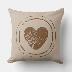 Braun vintage Herz Tan Grunge Liebeskissen Kissen