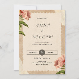 Braun Vintage Hochzeit Einladung