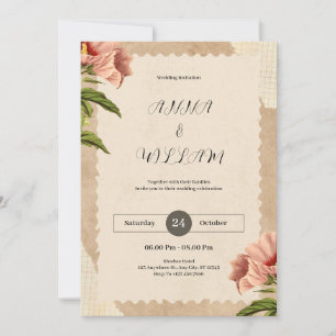 Braun Vintage Hochzeit Einladung