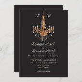 Braun Vintage Kronleuchter Hochzeit Einladung (Vorne/Hinten)