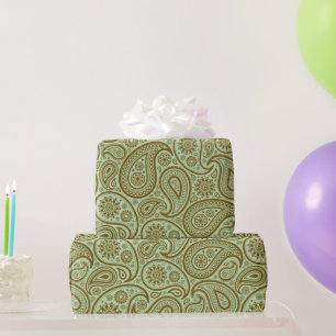 Braun Vintage Paisley Benutzerdefinierter grüner H Geschenkpapier