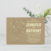 Braun Vintager Baum rustikale Hochzeitseinladung Einladung (Stehend Vorderseite)