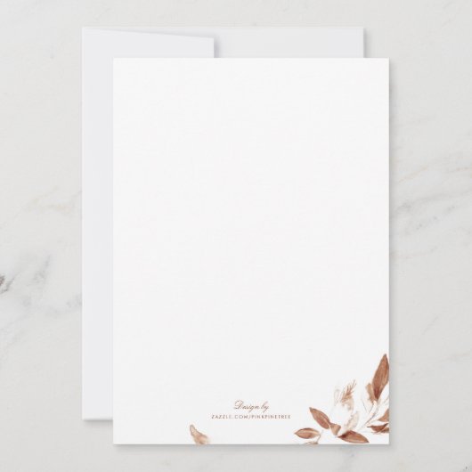 Braun Wasserfarbe Herbst lässt Einladung Hochzeit (Rückseite)