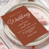 Braun Wedding Terracotta Minimalistische Einladung