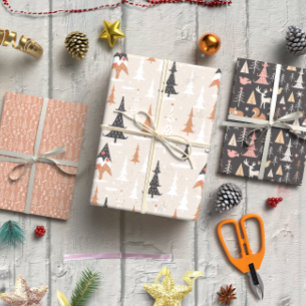 Braun Weihnachten Moderne Bäume Set von 3 Geschenkpapier Set