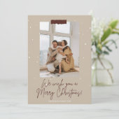 Braun Weihnachtsfamilie Grußkarte Einladung (Stehend Vorderseite)