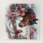 Braun Weihnachtsferd und Kardinal Puzzle (Horizontal)