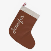 Braun Weihnachtsschokolade Calligraphy Custom Großer Weihnachtsstrumpf (Vorderansicht (hängend))