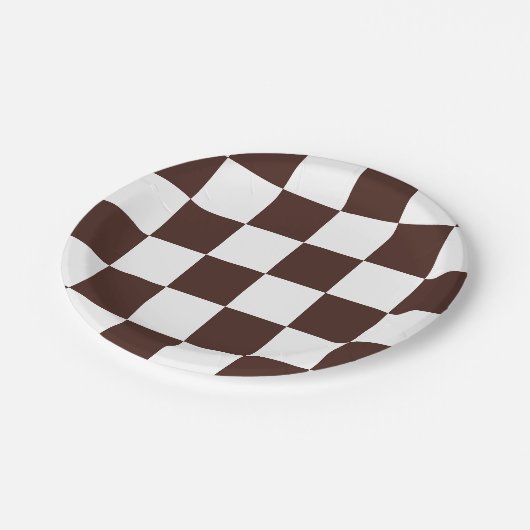 braun/weiß kariert pappteller (Schrägansicht)