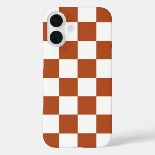Braun-weiß kariertes Karomuster iPhone 16 Hülle