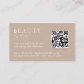 Braun & Weiß, Minimal, elegant, Salon, QR-Code Terminkarte (Vorderseite)