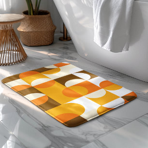 Braun Weiß Orange Gelb Halbkreise Muster Badematte