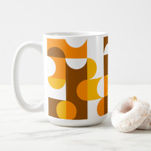 Braun Weiß Orange Gelb Halbkreise Muster Kaffeetasse