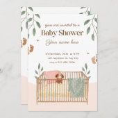 Braun-weiße Blütenbraun Dusche Einladung (Vorne/Hinten)