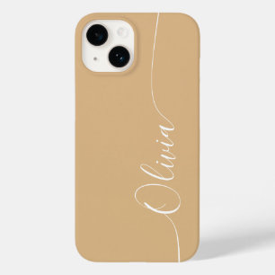 Braun Weiße Elegante Kalligrafie-Schrift Name Case-Mate iPhone 14 Hülle