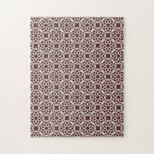 Braun Weiße Geometrische Nahtlose Muster Puzzle