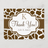 Braun, Weiße Giraffe Postkarte (Vorderseite)