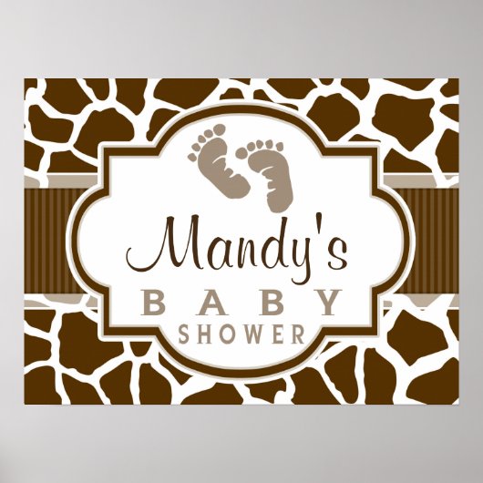 Braun, Weiße Giraffe Tierdrucken Kinderdusche Poster (Vorne)