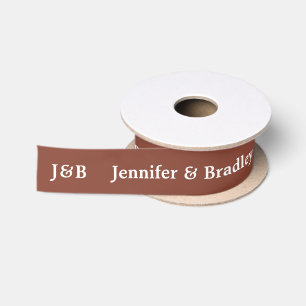 Braun Weiße Hochzeitsmonogramm Personalisierte Nam Satinband