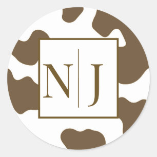 Braun-weiße Kuh-Druck Country Western Rodeo Runder Aufkleber