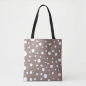 Braun-weiße Polka Dot Tote Tasche (Vorderseite)