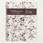 Braun-weiße Vintage-Blumenmuster Planer (Vorderseite)