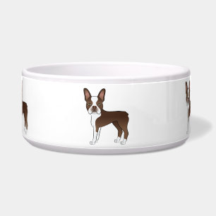 Braun-weißer Boston Terrier Süße Cartoon-Hunde Napf