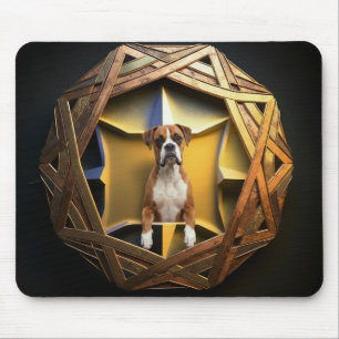 Braun-weißer Boxerhund in einem futuristischen Rah Mousepad