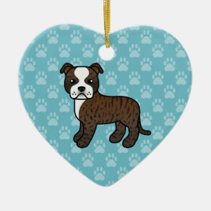 Braun-weißer Staffordshire Bull Terrier Hund Keramikornament