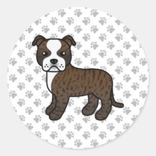 Braun-weißer Staffordshire Bull Terrier Hund Runder Aufkleber