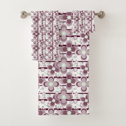 braun-weißes Blumenmuster Badhandtuch Set (Insitu)