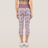 braun-weißes Blumenmuster Capri Leggings (Rückseite)